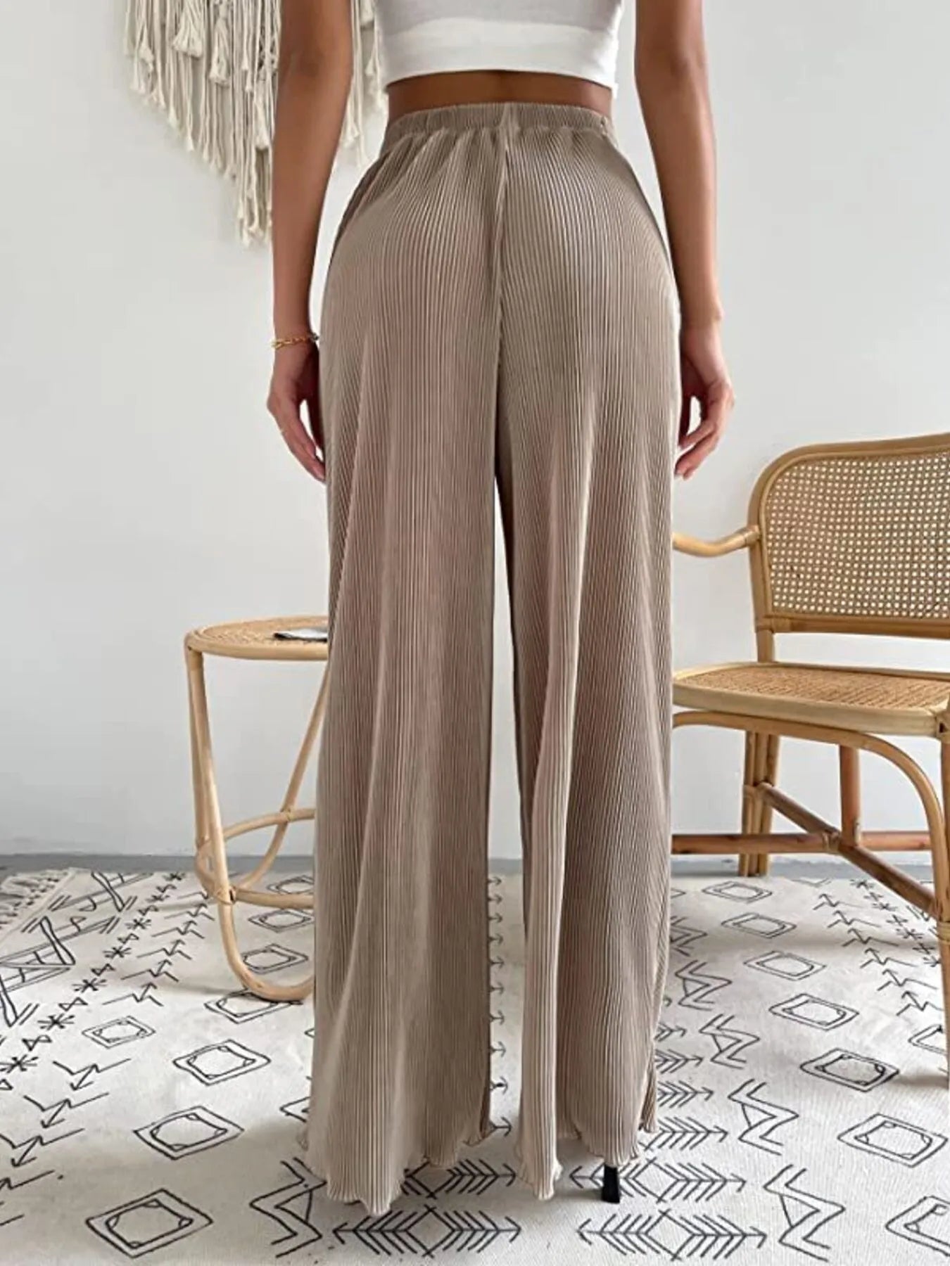 Elastic Waist Wide Leg Pants | Trousers Wide Leg Pants from PHUNKYN