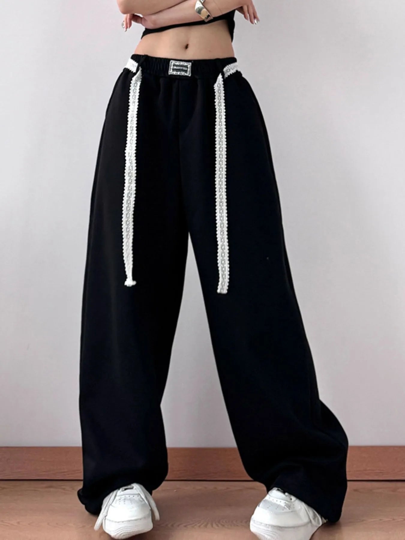 Elastic Waist Wide Leg Pants | Trousers Wide Leg Pants from PHUNKYN