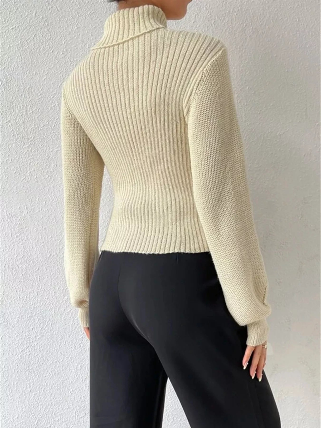 Cutout Front Turtleneck Long Sleeve Sweater | Sweaters Sweater from PHUNKYN
