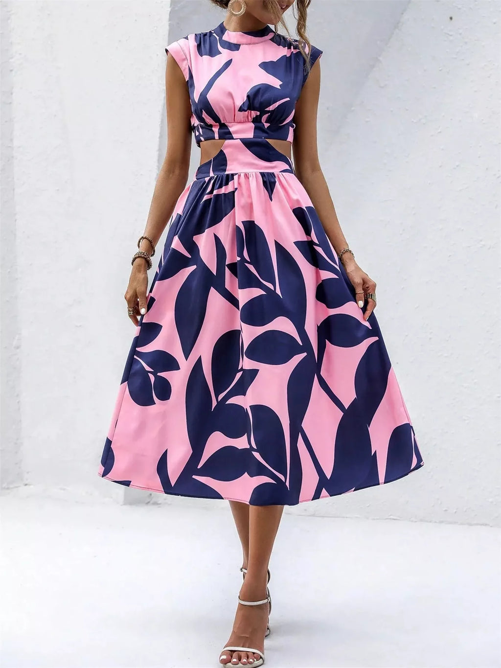 Cutout Printed Sleeveless Dress | Dresses Dress from PHUNKYN
