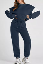 Drop Shoulder Loose Sweatshirt and Joggers Active Set | Outfit Sets Top and Pants Set from PHUNKYN