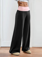 Contrast Waistband Wide Leg Pants | Trousers Trousers from PHUNKYN