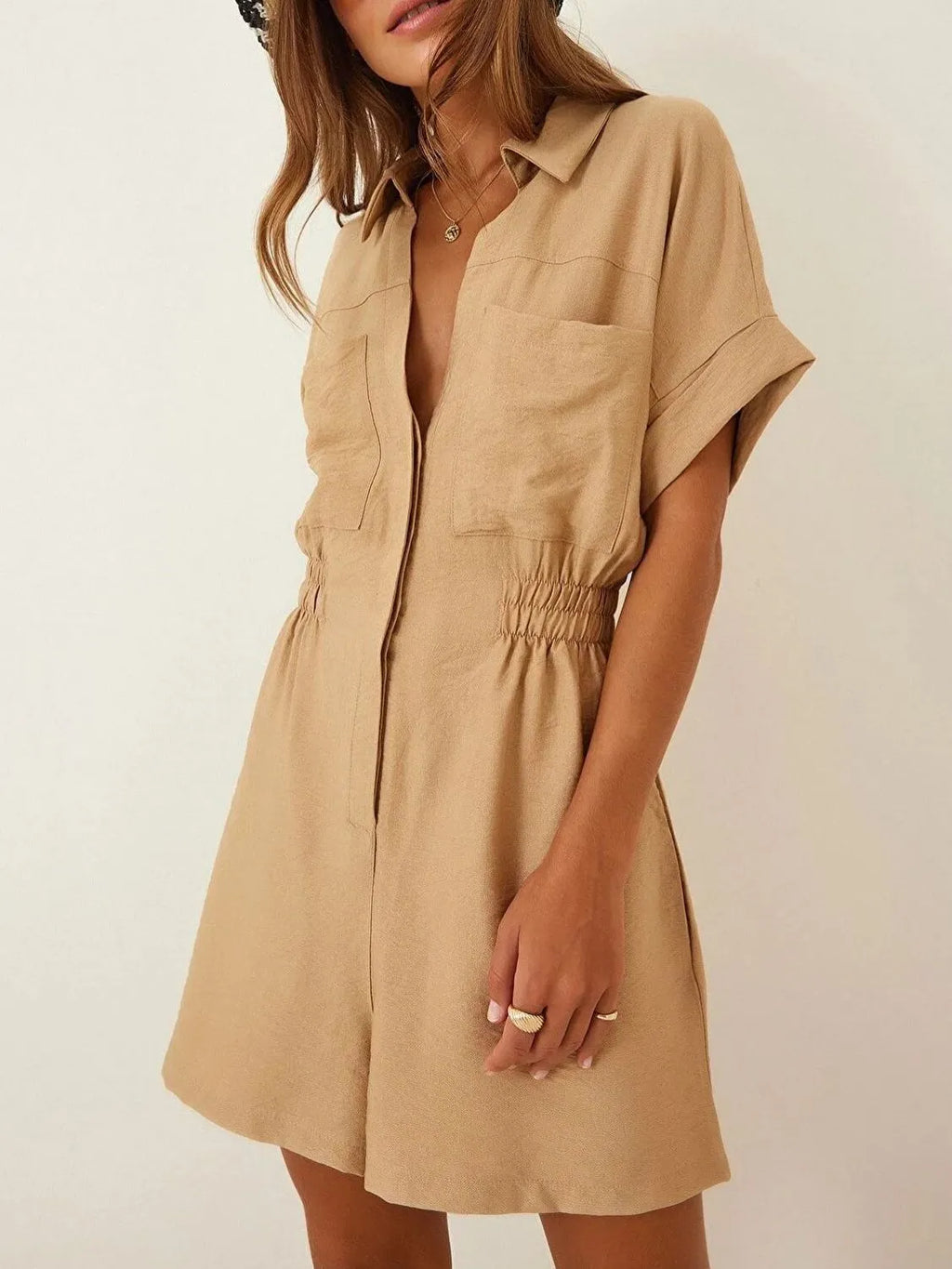 Collar Short Sleeve Romper | One-Pieces Romper from PHUNKYN