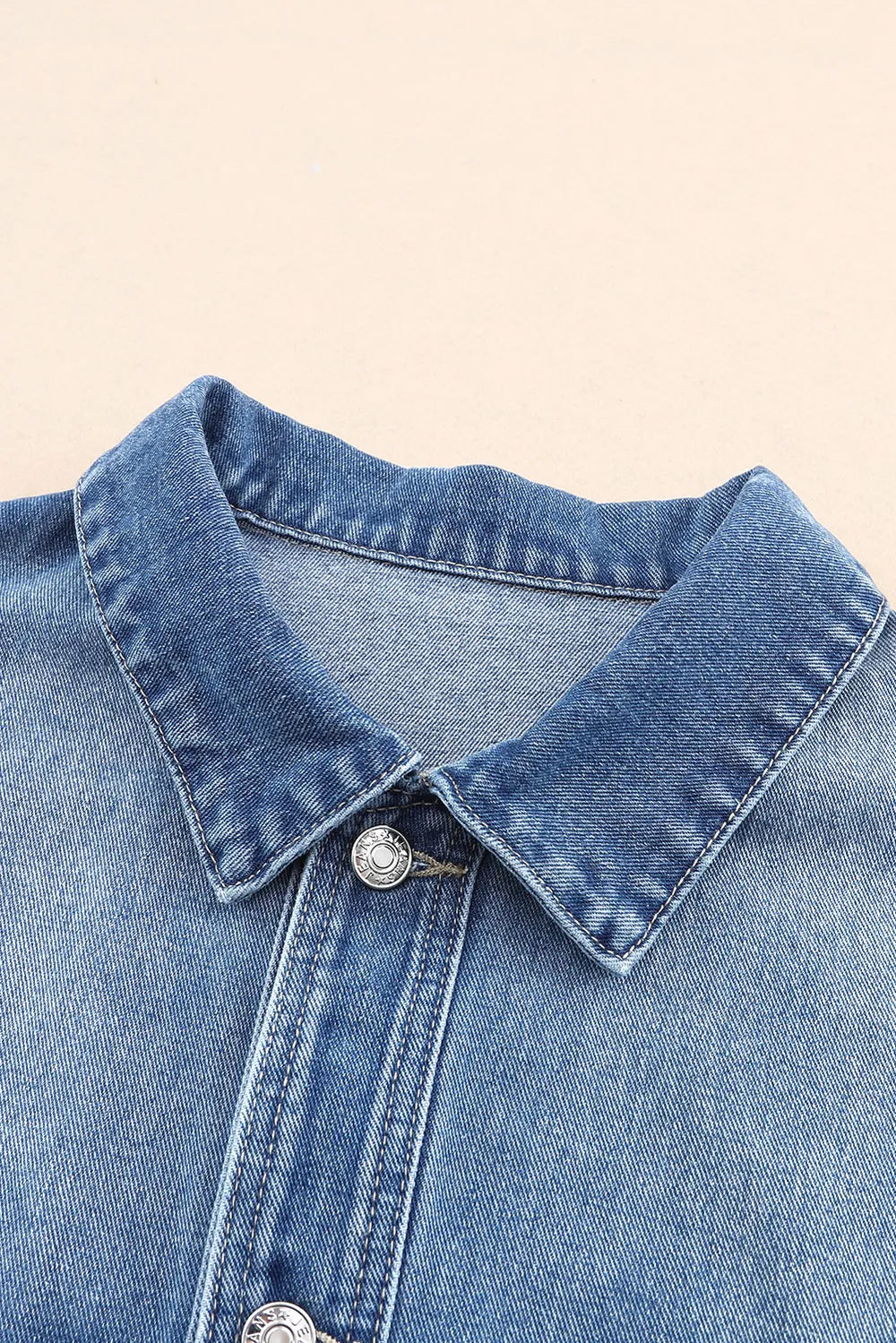 Collared Neck Button Up Denim Jacket | Jacket from PHUNKYN