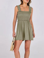 Smocked Square Neck Sleeveless Romper Dresses Romper PHUNKYN