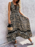 Leopard Print Sleeveless Maxi Dress with Lace Trim | Dresses Maxi Dress from PHUNKYN