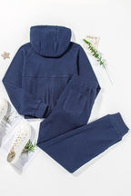 Drawstring Half Zip Hoodie and Joggers Active Set | Outfit Sets Top and Pants Set from PHUNKYN