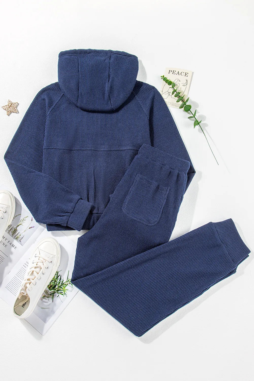 Drawstring Half Zip Hoodie and Joggers Active Set | Outfit Sets Top and Pants Set from PHUNKYN