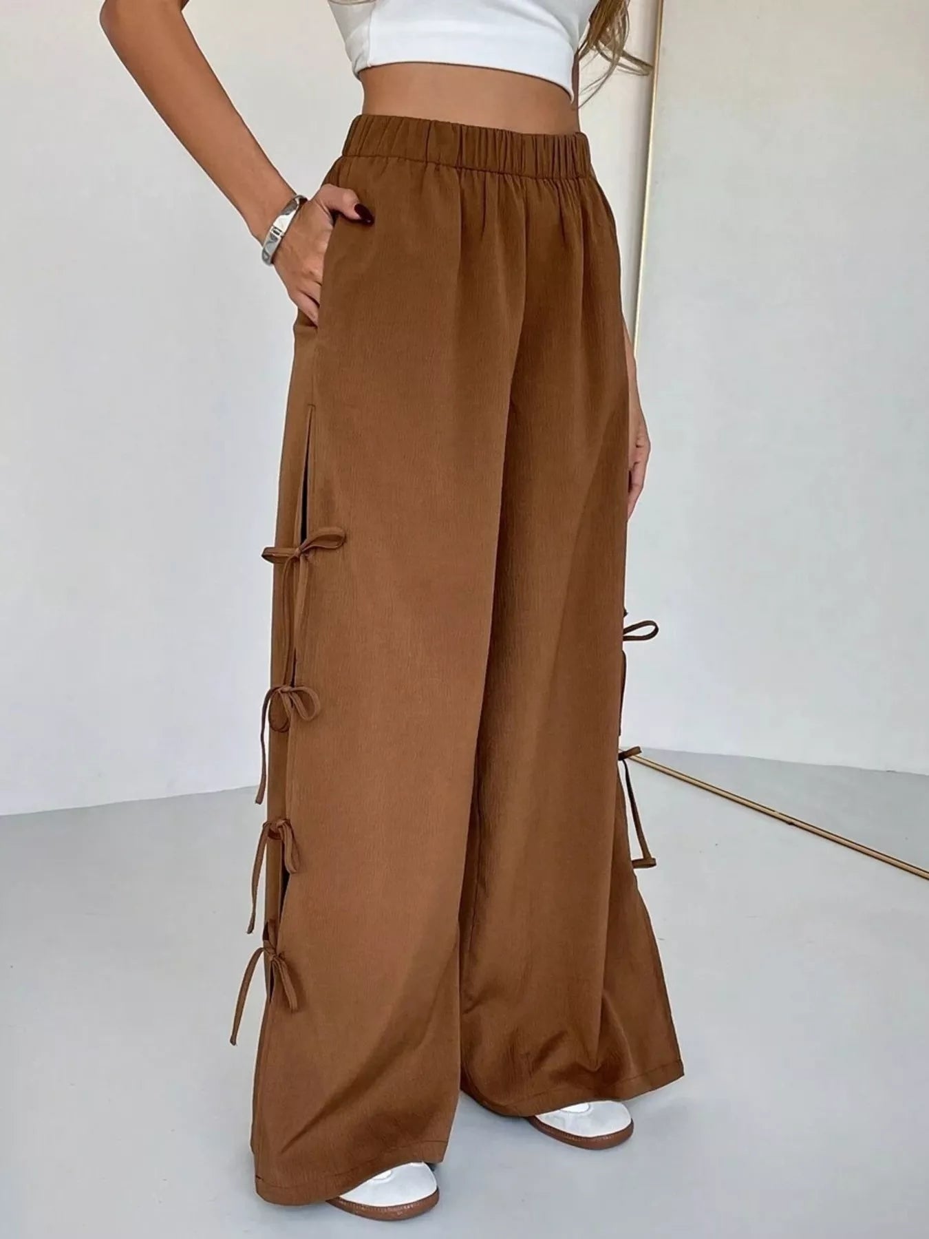 Side Tie Wide Leg Pants | Trousers Wide Leg Pants from PHUNKYN