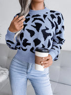 Leopard Round Neck Dropped Shoulder Sweater | Sweaters Sweater from PHUNKYN