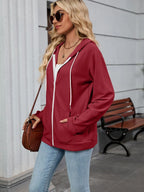 Drawstring Zip Up Long Sleeve Hoodie | Hoodies Hoodie from PHUNKYN