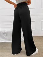 Honey Drawstring Elastic Waist Wide Leg Pants | Trousers Women's Trousers from PHUNKYN