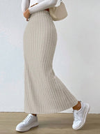 High Waist Ribbed Knit Maxi Skirt | Skirts Maxi Skirt from PHUNKYN