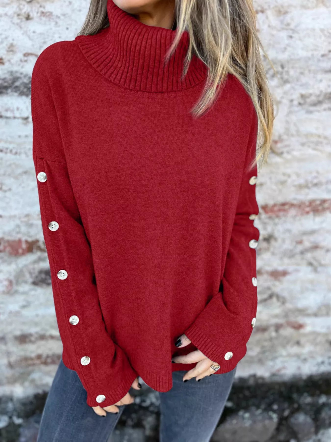 Full Size Turtleneck Long Sleeve Sweater Plus Size | Sweaters Sweater from PHUNKYN
