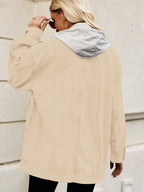 Oversized Button Up Denim Jacket with Hood | Jackets Jacket from PHUNKYN