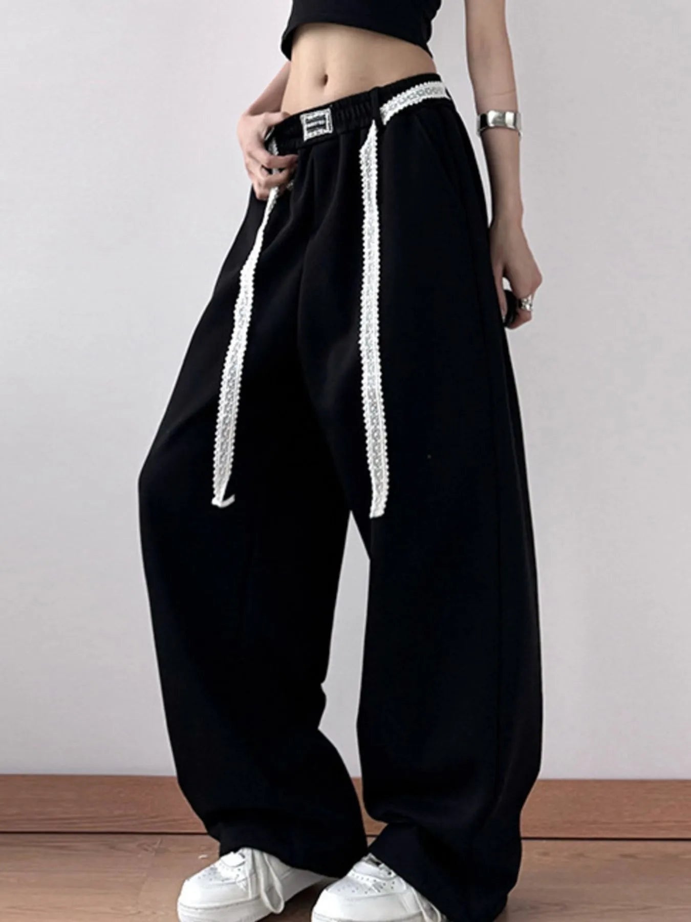 Elastic Waist Wide Leg Pants | Trousers Wide Leg Pants from PHUNKYN