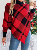 Plaid Turtleneck Batwing Sleeve Sweater | Sweaters Sweater from PHUNKYN
