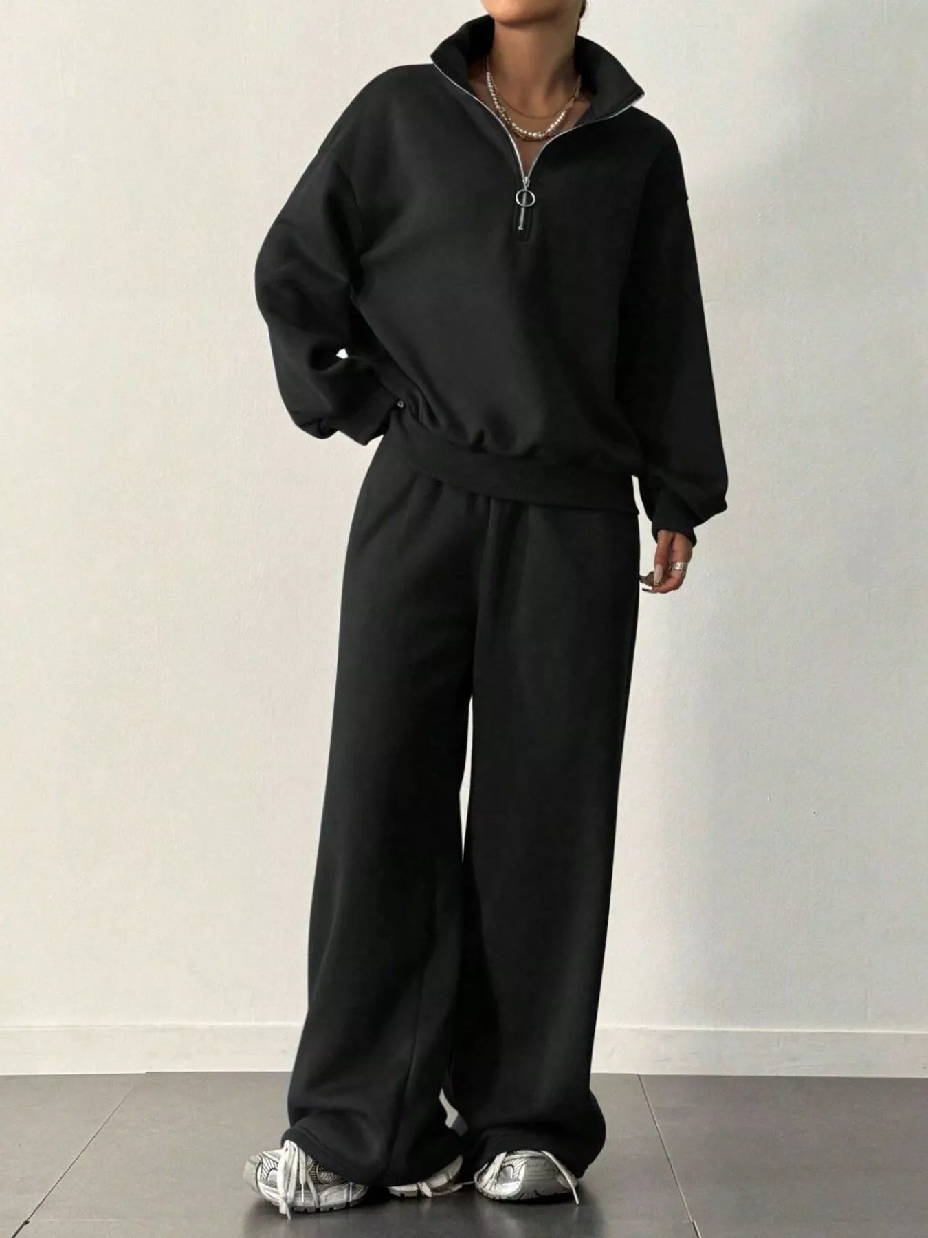 Half-Zip Long Sleeve Sweatshirt and Pants Set | Outfit Sets Top and Pants Set from PHUNKYN