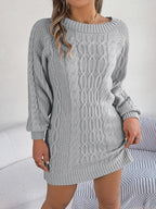 Cable-Knit Round Neck Sweater Dress | Dresses Sweater Dress from PHUNKYN