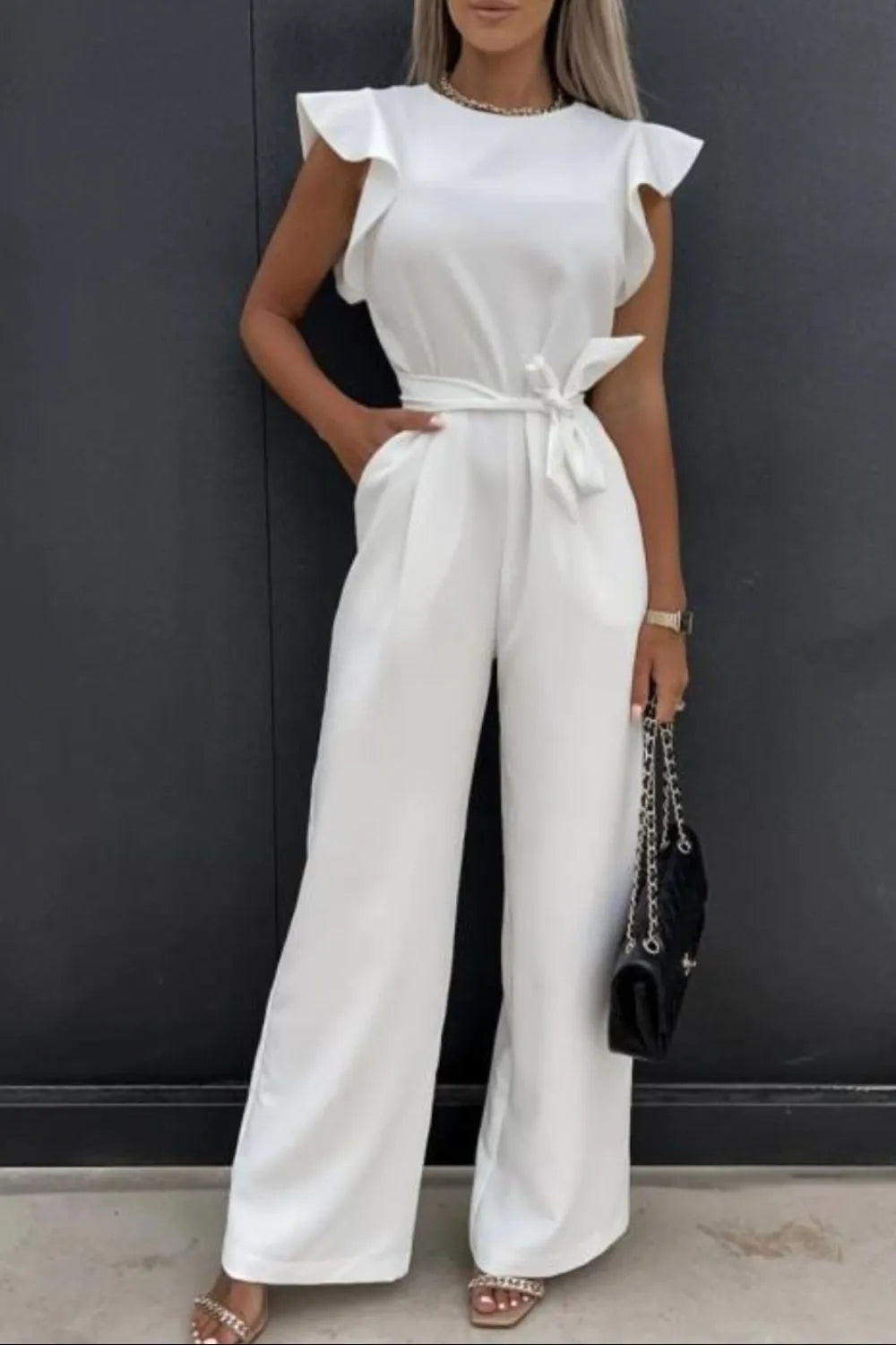 Round Neck Cap Sleeve Jumpsuit | One-Pieces Jumpsuit from PHUNKYN