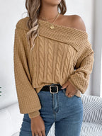 Cable-Knit One Shoulder Long Sleeve Sweater | Sweaters Sweater from PHUNKYN