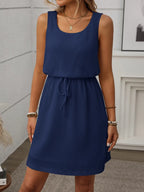 Waffle-Knit Drawstring Mini Tank Dress | Dresses Dress from PHUNKYN