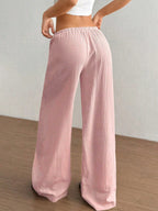 Wide Leg Drawstring Casual Pants | Trousers Wide Leg Pants Set from PHUNKYN