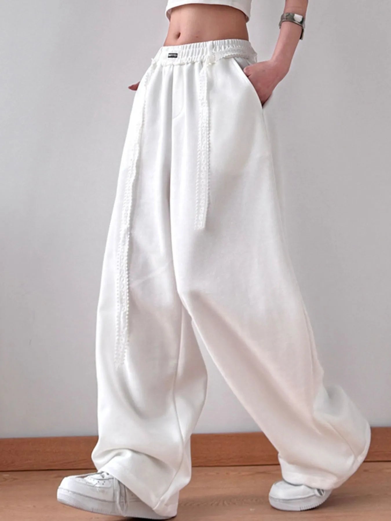 Elastic Waist Wide Leg Pants | Trousers Wide Leg Pants from PHUNKYN
