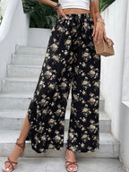 Floral Side Slit Wide Leg Pants | Pants Side Slit Pants from PHUNKYN