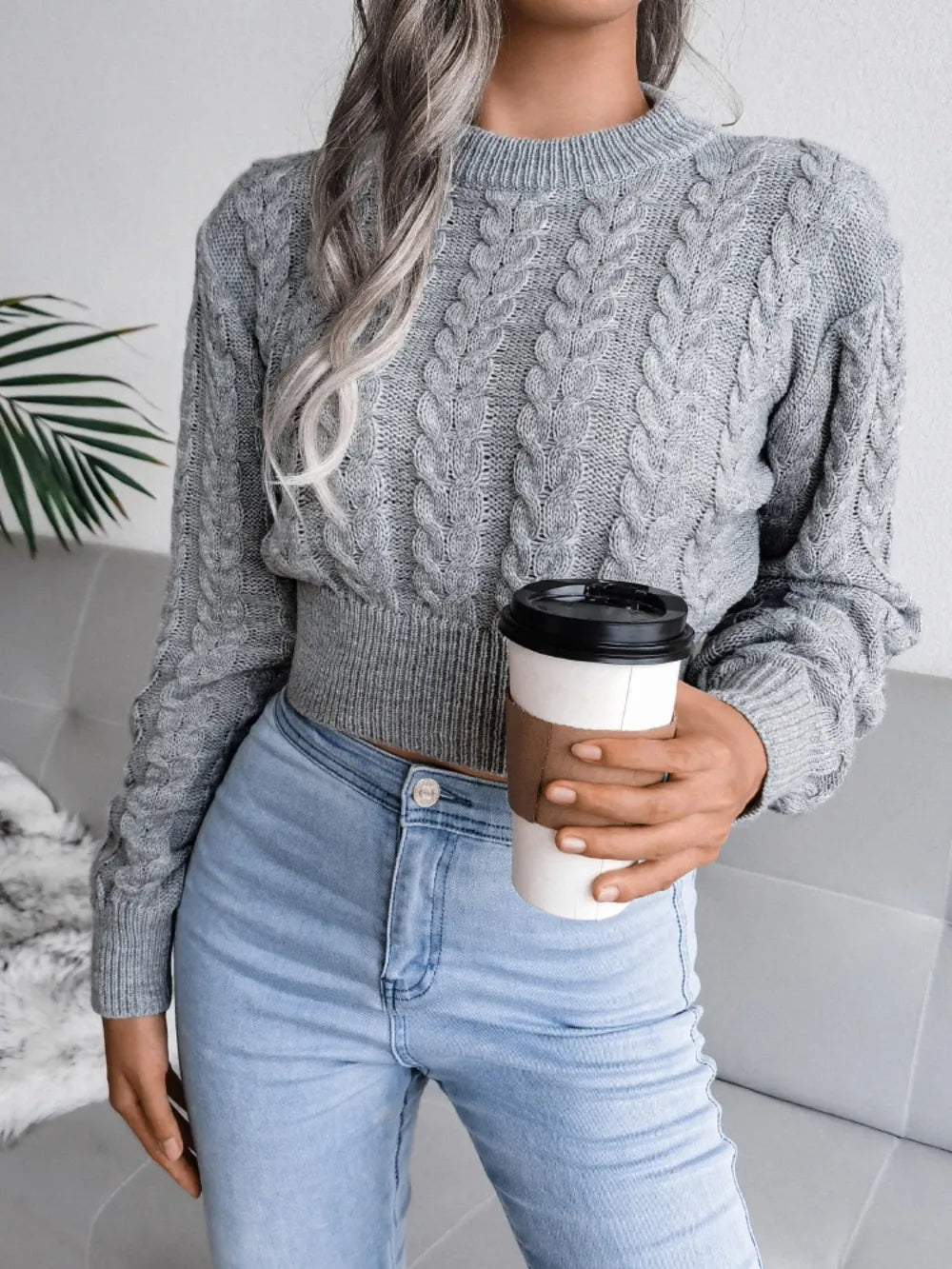 Cable-Knit Round Neck Sweater | Sweaters Sweater from PHUNKYN