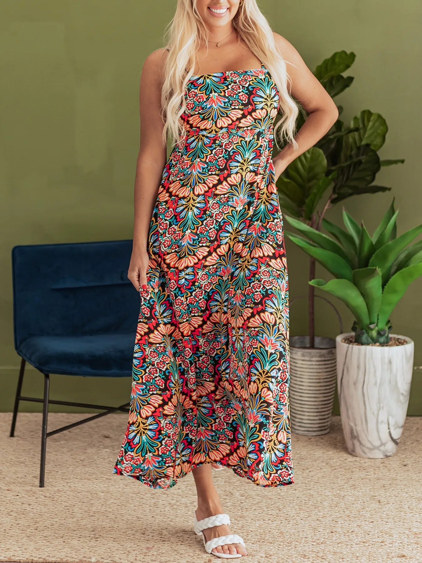 Floral Print Thin Straps High Waist Maxi Dress | Dresses Maxi Dress from PHUNKYN