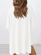 Oversized Slit Round Neck Top and Shorts Lounge Set | Outfit Sets Top and Shorts from PHUNKYN