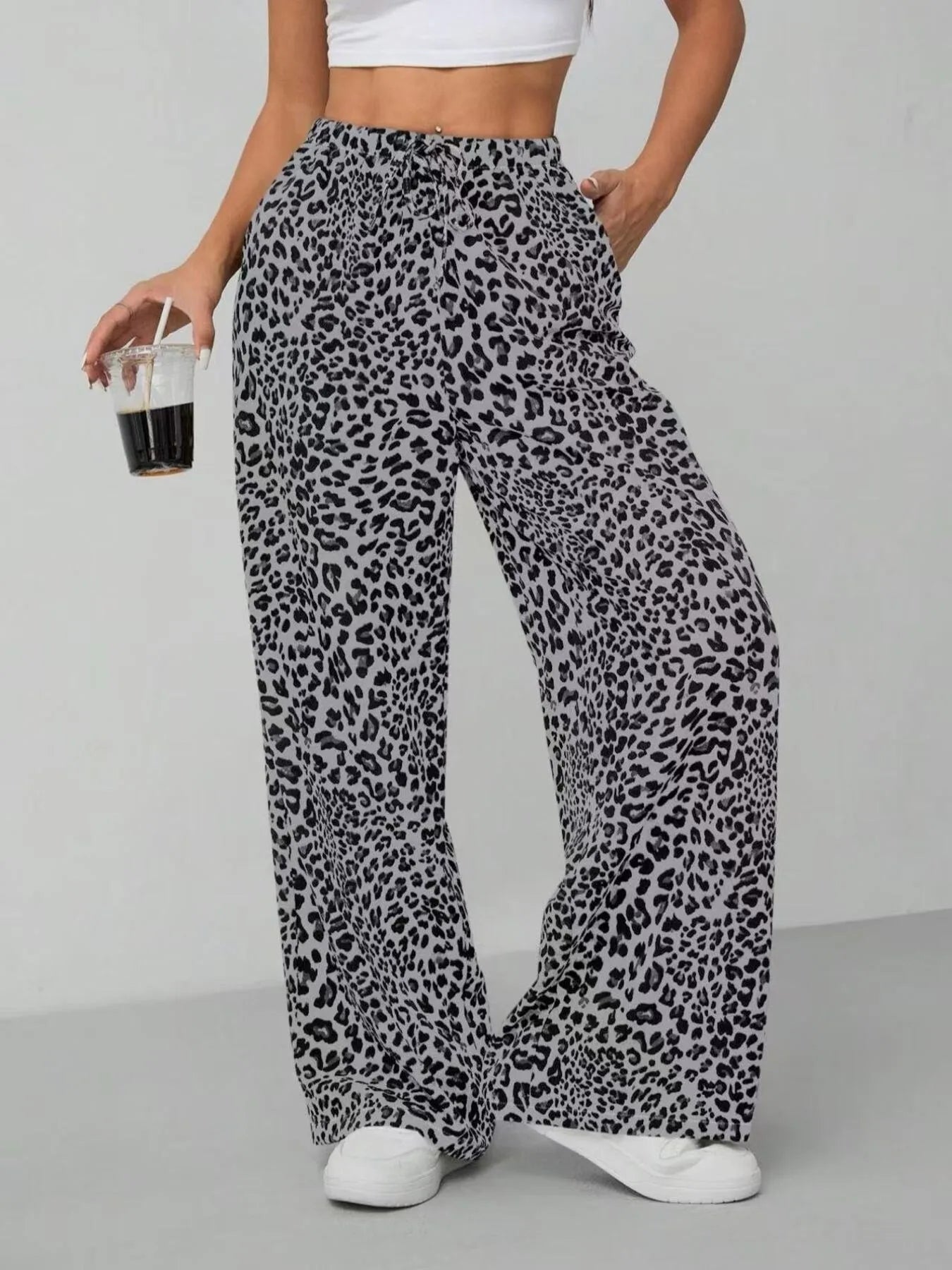 Leopard Print Wide Leg Pants | Trousers Wide Leg Pants from PHUNKYN