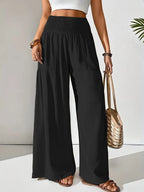 Smocked Waist Wide Leg Pants | Trousers Wide Leg Pants from PHUNKYN