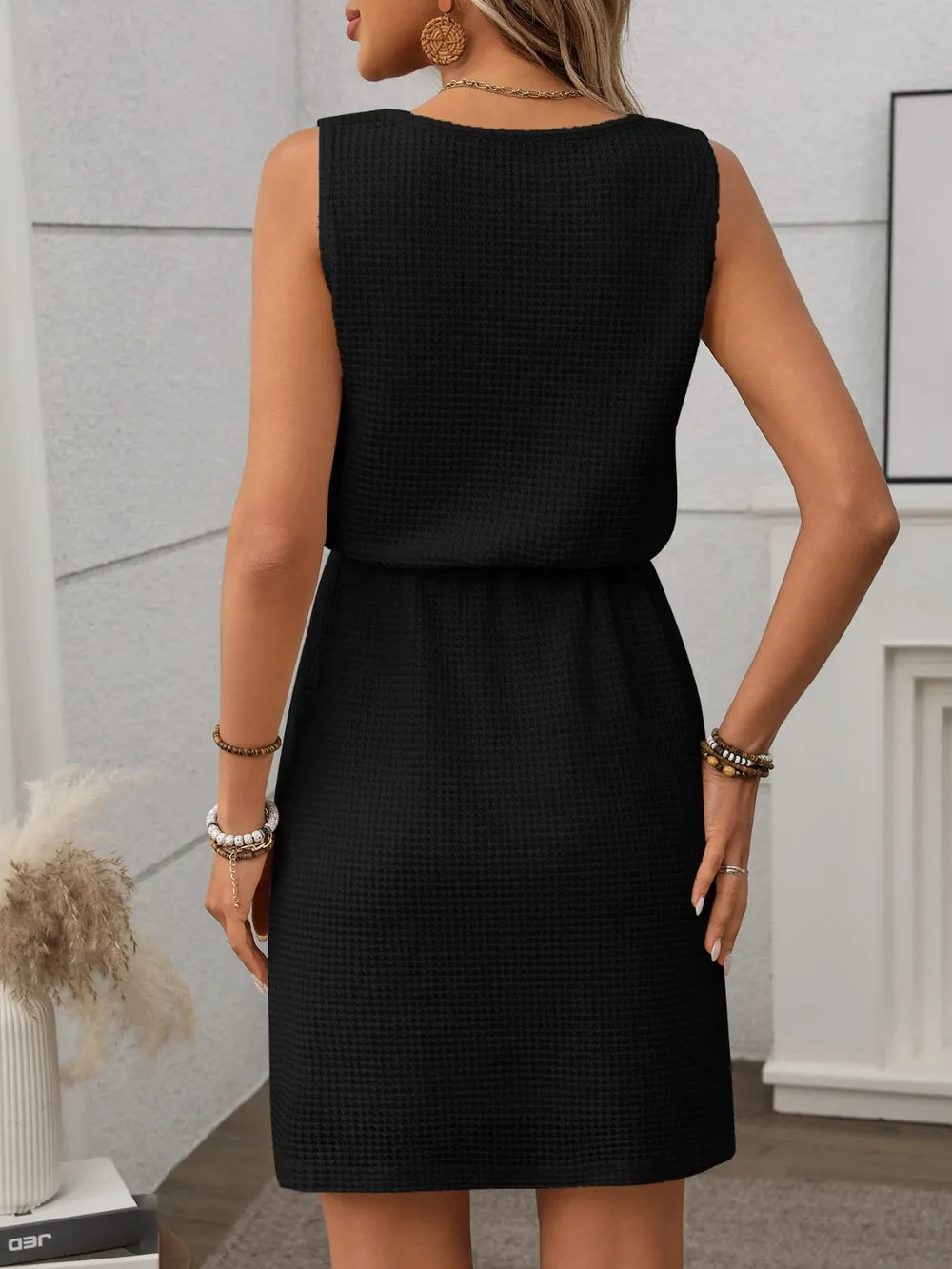 Waffle-Knit Drawstring Mini Tank Dress | Dresses Dress from PHUNKYN