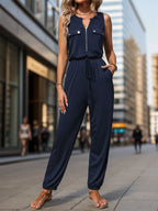 Drawstring Waist Sleeveless Jumpsuit One-Pieces Jumpsuit PHUNKYN