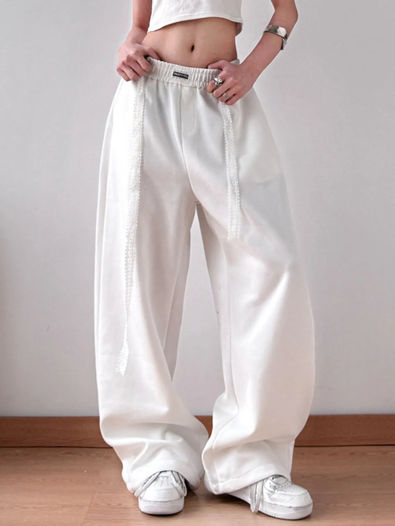 Elastic Waist Wide Leg Pants | Trousers Wide Leg Pants from PHUNKYN