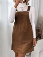 Corduroy Overall Mini Dress with Adjustable Straps | Dresses Mini Dress from PHUNKYN