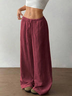 Wide Leg Drawstring Casual Pants | Trousers Wide Leg Pants Set from PHUNKYN