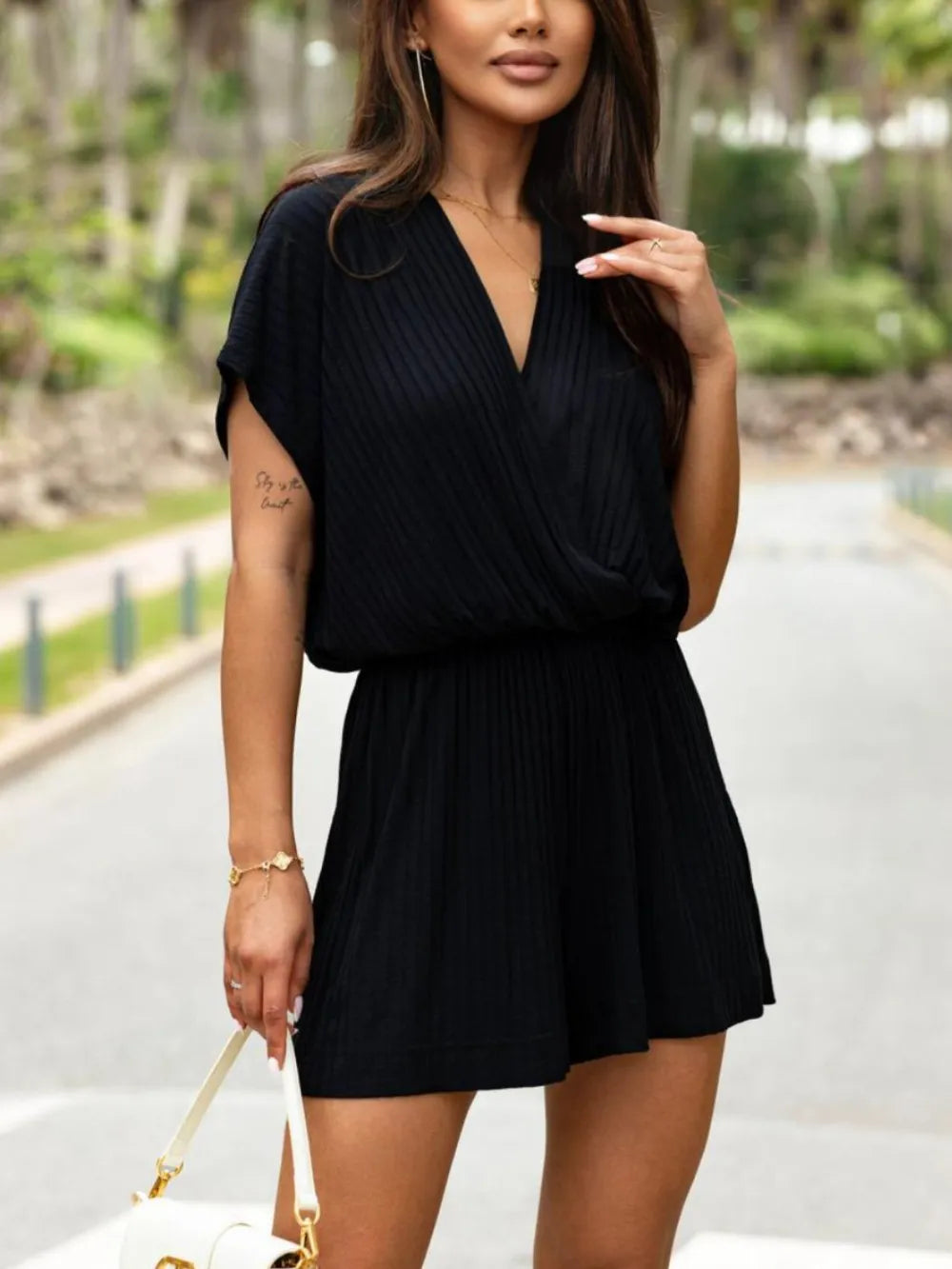 Surplice Short Sleeve Romper | One-Pieces Romper from PHUNKYN
