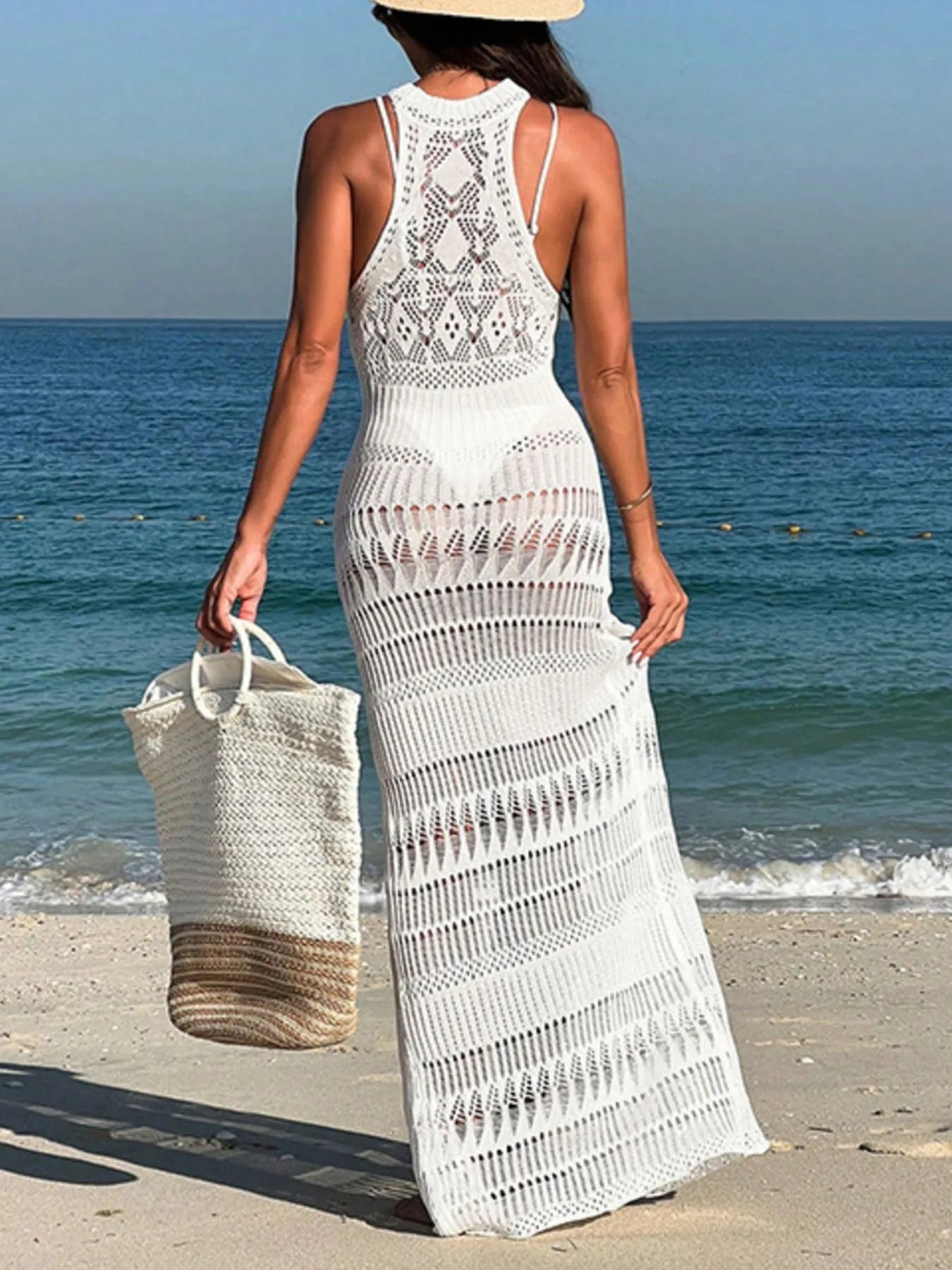 Crochet Sleeveless Split Cover-Up Maxi Dress | Cover Ups Cover up from PHUNKYN