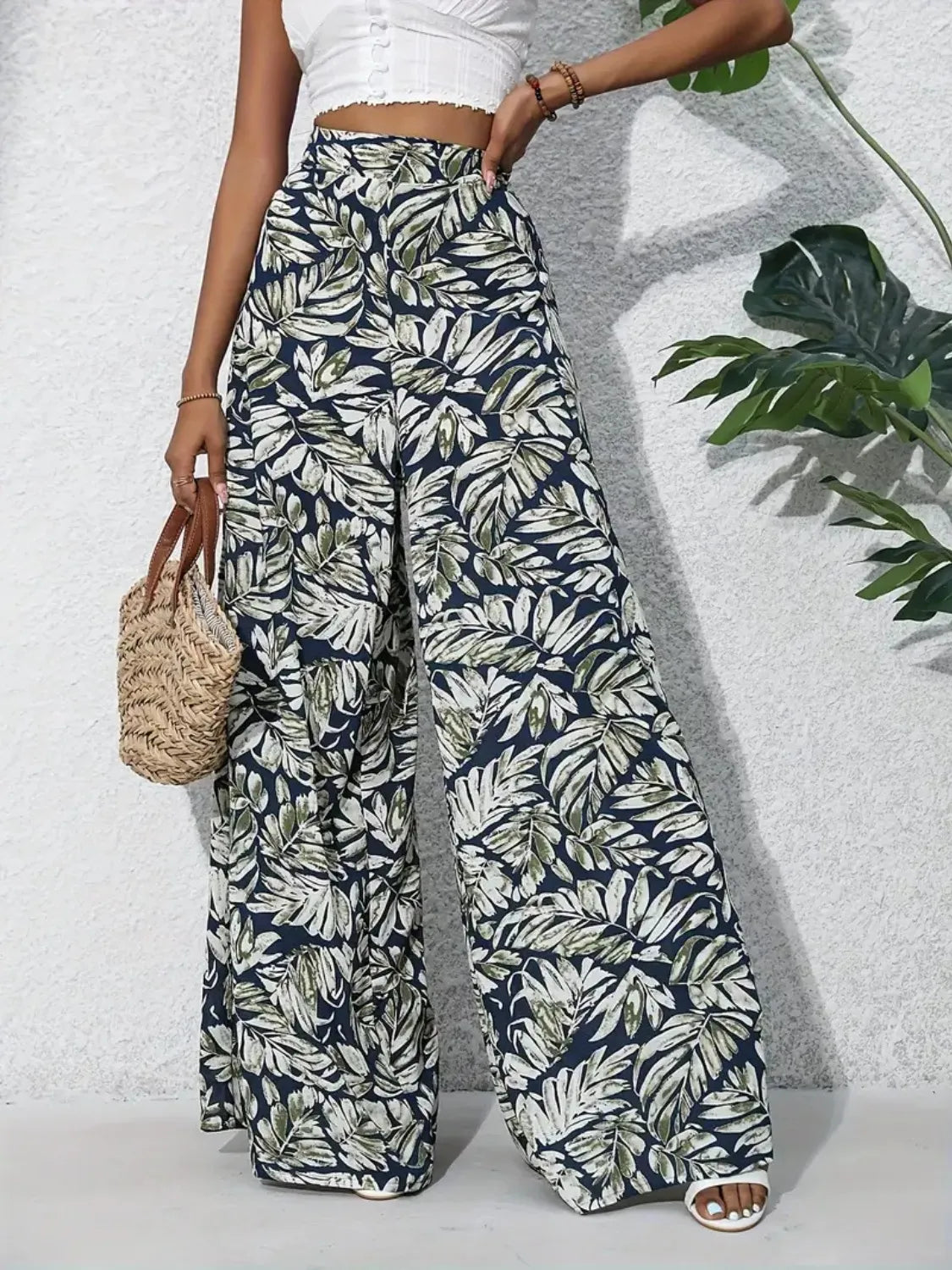 Printed High Waist Wide Leg Pants | Trousers Wide Leg Pants from PHUNKYN