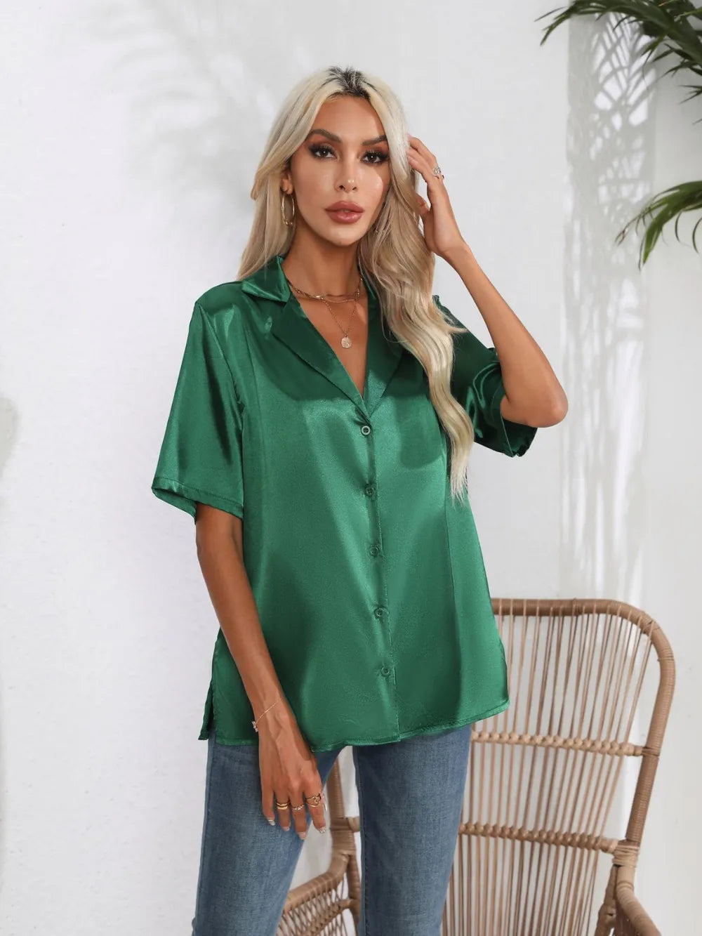 Button Down Short Sleeve Shirt | Shirts Women's Shirt from PHUNKYN