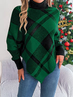 Plaid Turtleneck Batwing Sleeve Sweater | Sweaters Sweater from PHUNKYN