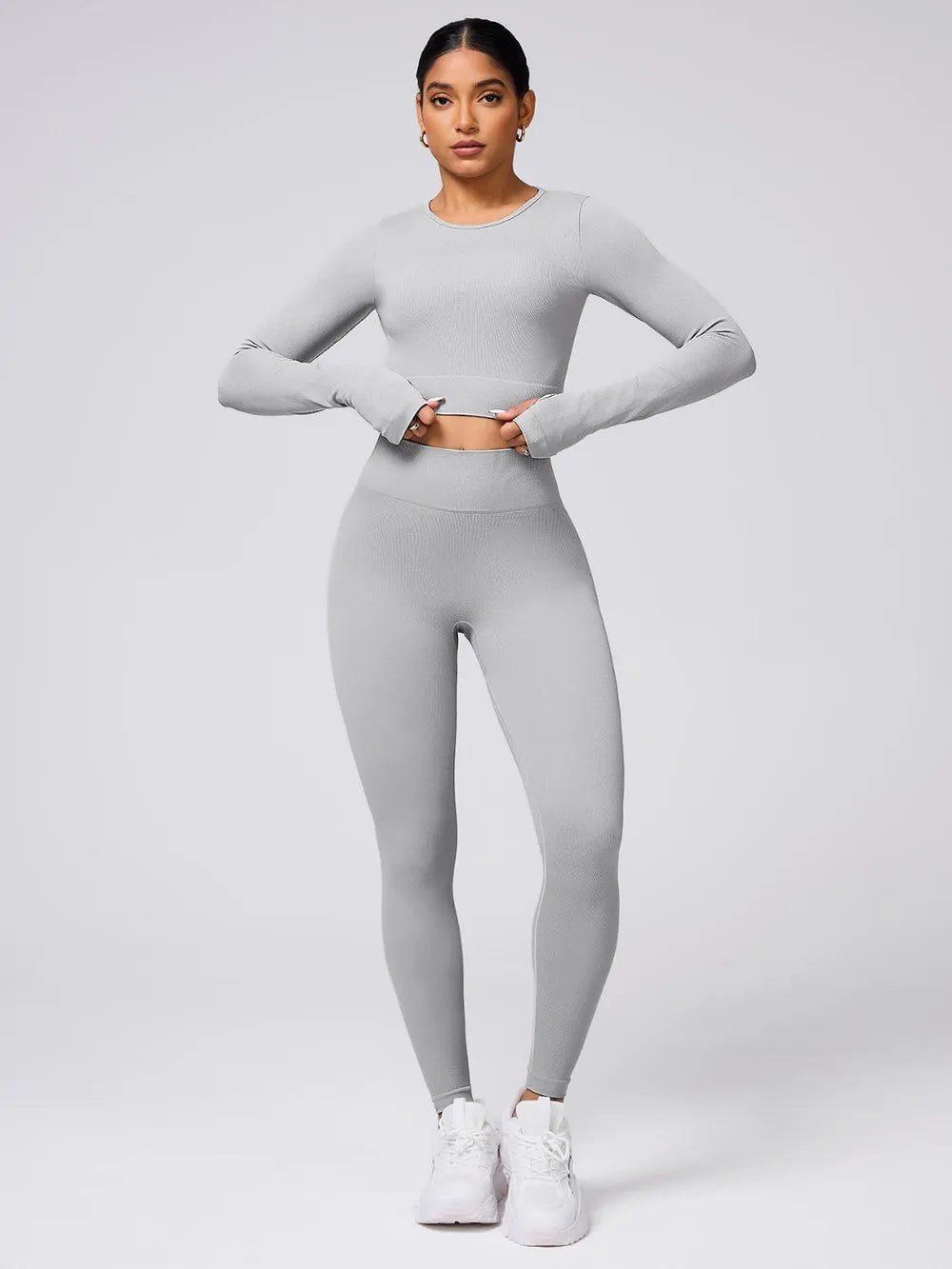 Back Crisscross Round Neck Long Sleeve Top and Leggings Active Set | Activewear Activewear Set from PHUNKYN
