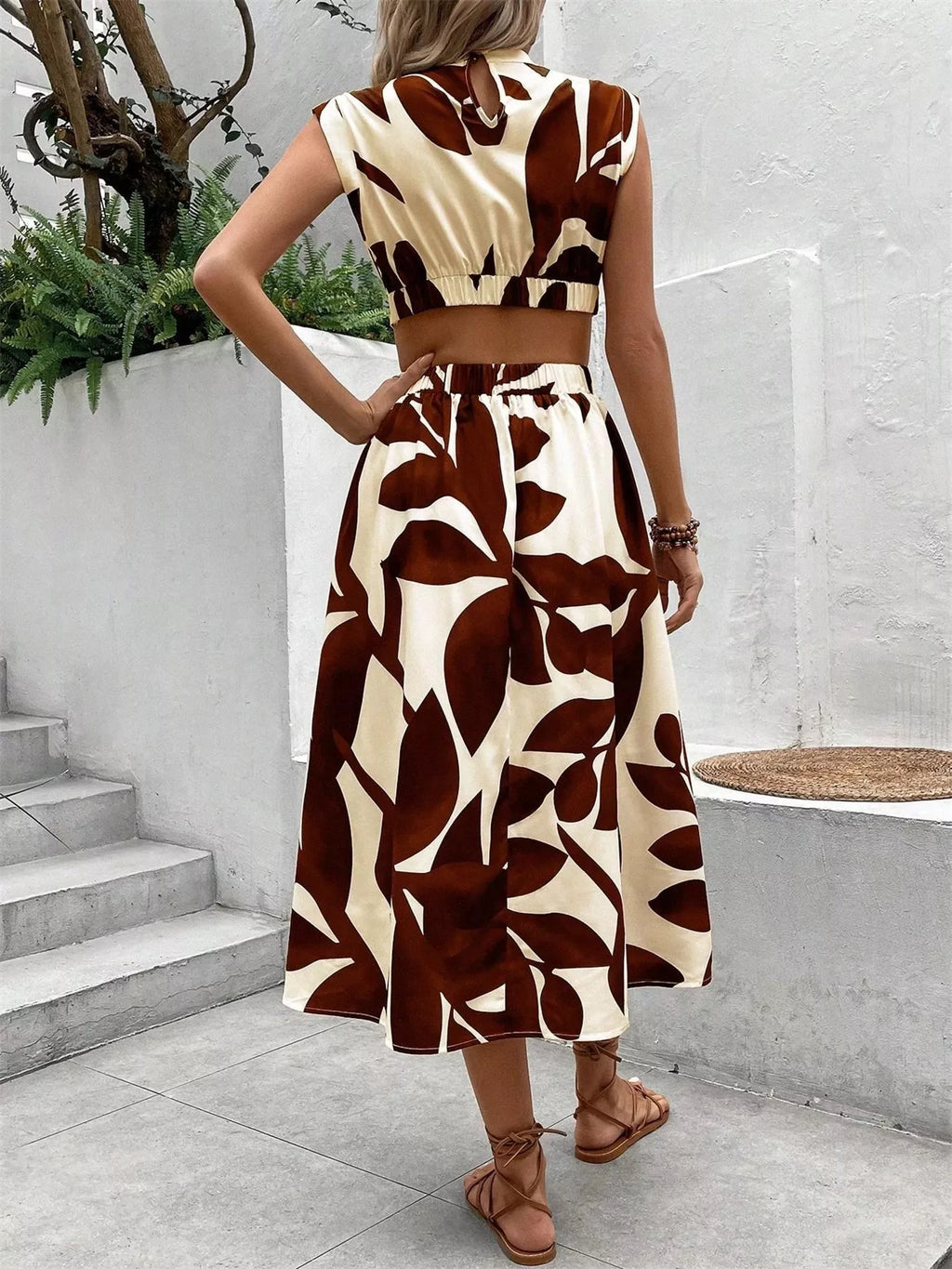 Cutout Printed Sleeveless Dress | Dresses Dress from PHUNKYN