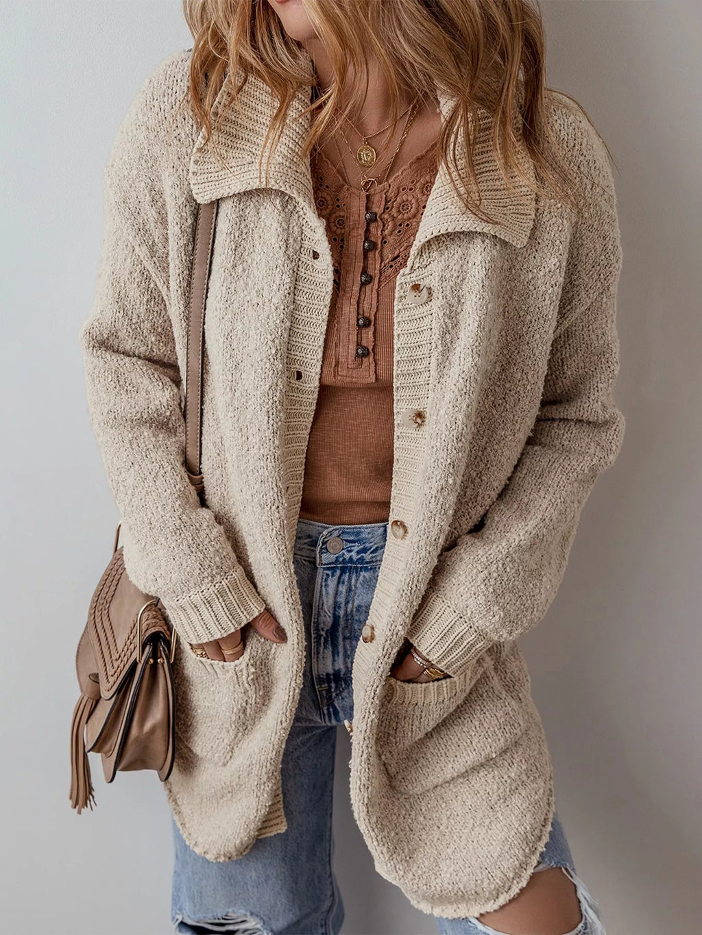 Button-Up Cardigan with Pockets | Cardigans Cardigan from PHUNKYN