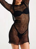 Sheer Backless Long Sleeve Mini Cover-Up Dress | Cover Ups Cover up from PHUNKYN