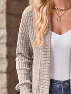 Ribbed Knit Open Front Cardigan with Pockets | Cardigans Cardigan from PHUNKYN