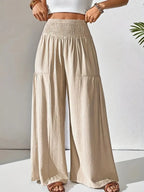 Smocked Waist Wide Leg Pants | Trousers Wide Leg Pants from PHUNKYN